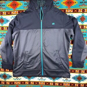 Russell Athletic Jacket Full Zip Track Warm Up Pockets Gray Blue Mens‎